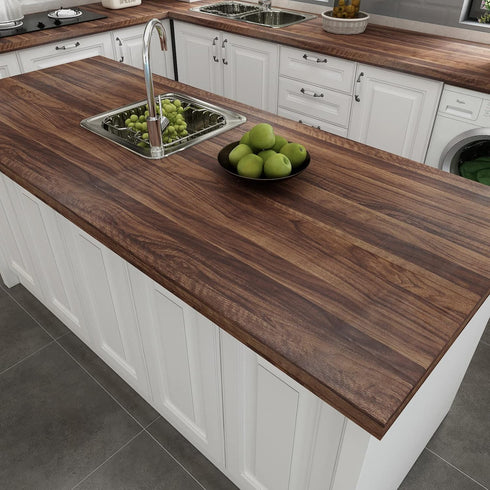 Decotalk Wood Grain Contact Paper for Cabinets Walnut Wood Countertop Peel and Stick Wallpaper Vinyl Dark Brown Wood Wallpaper Self Adhesive 12"x1...