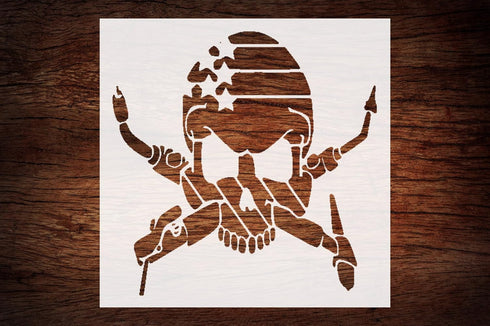 Custom Skull Welder Stencil with Stars & Stripes 5.5" x 5.5" - Patriotic Design for Industrial Crafts...