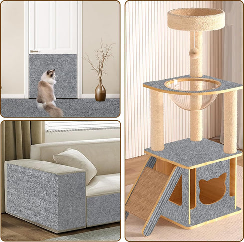Cat Scratching Mat 78.7"x15.8" Timmable Cat Scratch Furniture Protector, Self-Adhesive Cat Scratching Carpet for Cat Scratch Post, DIY Climbing Ca...