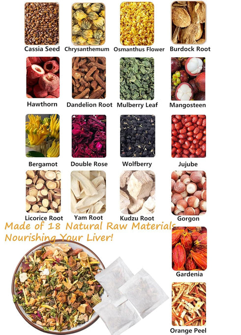 Premium 18 Flavors Liver Detox Tea,30 Tea Bags/5.3 Oz,Nourishing Liver with 18 Natural Herbs,for Liver Detox & Liver Protection Hebal Chinese Tea?...