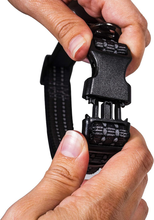 Nylon Dog Collar – Reflective – Franklin Pet Supply Co™ – Comfort Fit – Neoprene – Adjustable – Large – Black...