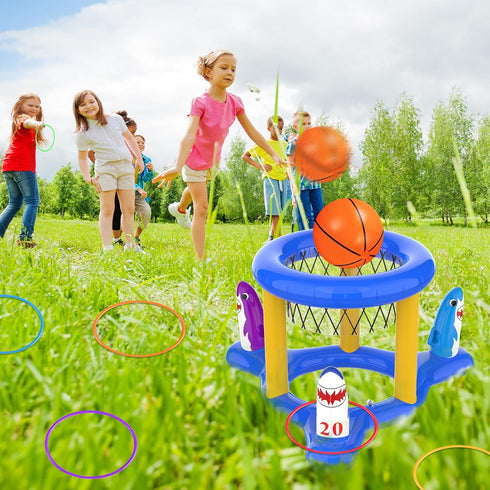 Pool Floats Toys Games Set, 2-in-1 Floating Pool Basketball Hoops & Pool Ring Toss Game, Fun Summer Water Games Pool Toys for Kids Ages 8-12, Teen...