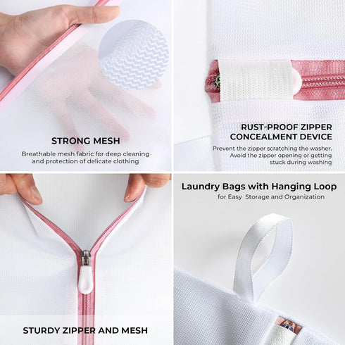 3 Pack Laundry Bag 15.75*11.81in, Mesh Laundry Bags with Sturdy Zipper, Laundry Bags Mesh Wash Bags and Lingerie Bags for Washing Delicates, Delic...