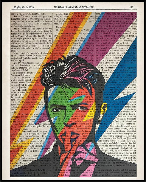 Posterizer 1 pcs-David Bowie Dictionary Print for Rock n Roll Fans-Musical Art -Famous Figures Art Collection-Gift for Music Fans-Living Room Bedr...
