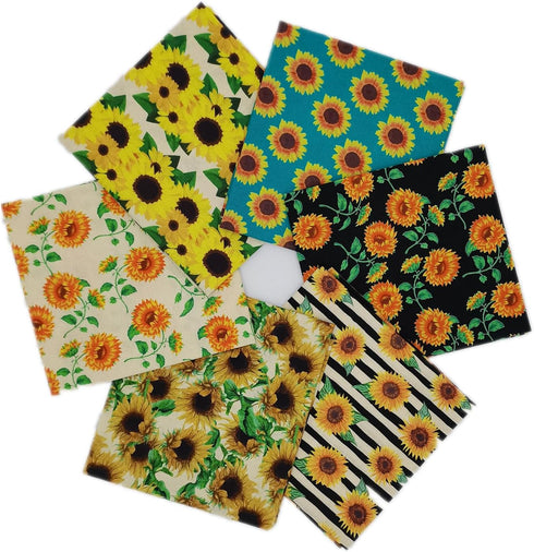 iNee Sunflower Fat Quarters Fabric Bundles, Quilting Fabric for Sewing Craftting,18 x 22 inches (Sunflower)...