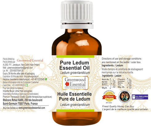 Pure Ledum Essential Oil (Ledum groenlandicum) Steam Distilled 15ml (0.50 oz)...