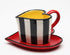 62369 Fine Ceramic Black and White Striped Heart Shape Cup and Saucer, 5-1/4"...