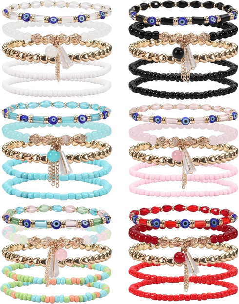 Twinfree 30Pcs Anklet Bracelets for Women Handmade Beads Anklets Bohemian Beach Beads Ankle Bracelets Set for Girls...