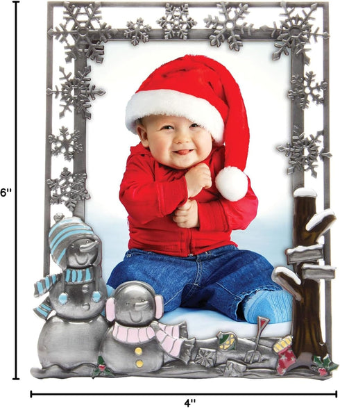 Neil Enterprises Inc. Pewter Winter Snowman Christmas Picture Frame...