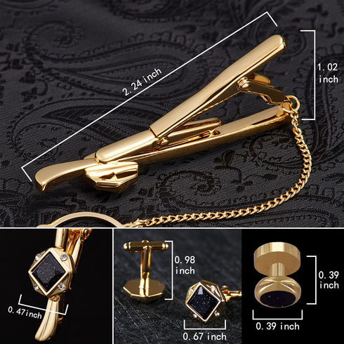 Men’s Tie Clip and Cufflinks Set with Gift Box (6pcs Tuxedo Studs Giveaways) for Wedding Anniversary Birthday or Business...