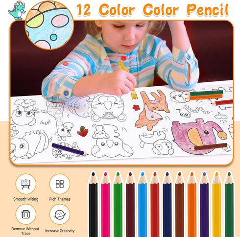 Children's Drawing Roll, Coloring Paper Roll for Kids, Drawing Paper Roll DIY Painting Drawing Paper, Color Filling Paper, Sticky Drawing Art supp...