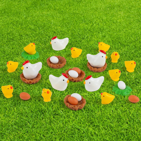 CCINEE 30PCS Chicken Family Fairy Garden Accessories Chicken Hen Egg Miniature Figurines Fairy Garden Mini DIY Ornament Micro Landscape Decoration...