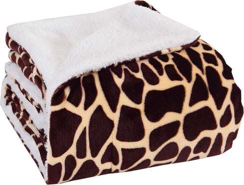 MicroMink/Sherpa Luxurious Soft 50-Inch by 60-Inch Blanket Throw, Giraffe...