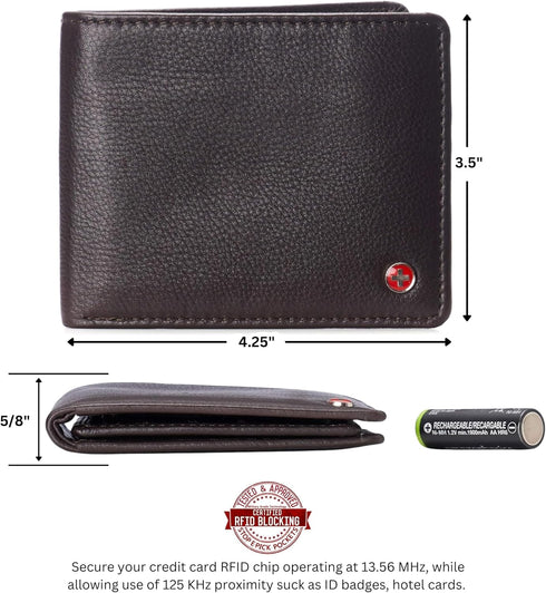 Alpine Swiss Connor Executive Bifold Wallet | Business Passcase for Men | Premium Leather | Dual ID Windows | RFID Blocking | Gift Box Included So...