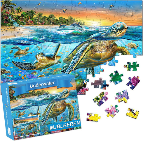Puzzles for Kids Ages 4-6 8-10 Year Old - Underwater World,100 Piece Puzzle for Toddler Children Learning Educational Puzzles Toys for Boys and Gi...