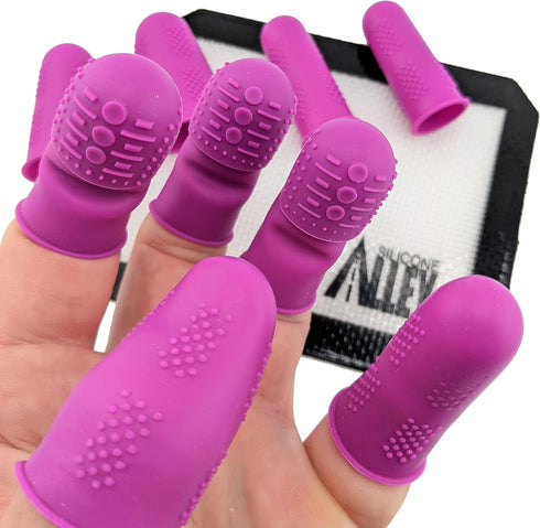 Finger Protectors | X-Thick Protection (3) - Medium Index | Standard Size Small (3) Medium (3) | Silicone Non-Stick Mat (1) for Hot Glue | Butterf...