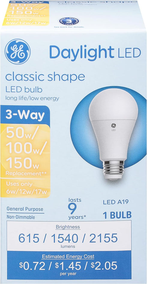 93130568 LED 3-Way Light Bulb, A19 Medium Base, Daylight, 6/12/17 Watt - Quantity 1...