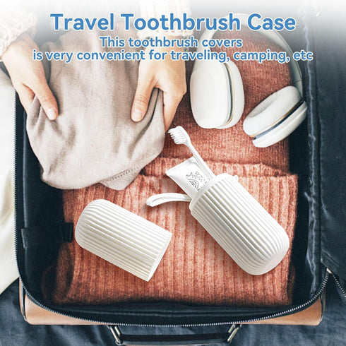 Toothbrush Travel Case, Portable Toothbrush Cup Case Box Container Plastic Travel Toothbrush Case Toothbrush Holders for Traveling(White)...