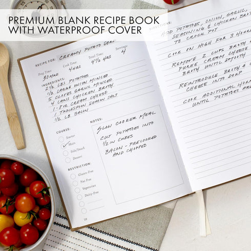 ZICOTO Aesthetic Blank Recipe Book with Waterproof Cover - The Perfect Recipe Notebook To Write In Your Own Recipes - Simplified Blank Cookbook to...