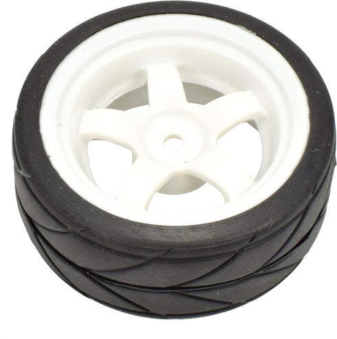 Apex RC Products 1/10 On-Road 12mm White 5 Spoke Wheels V Tread Rubber Tires (Set of 4) #5015...