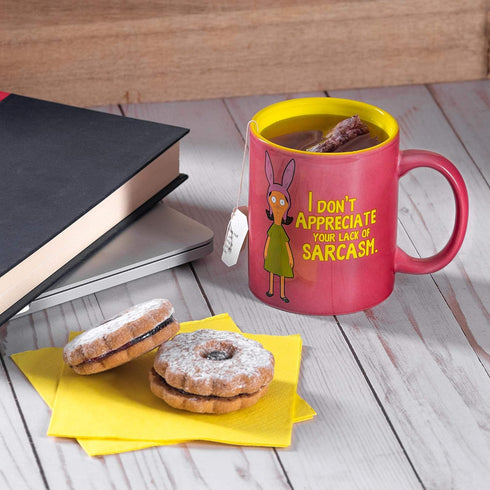 Bob's Burgers Coffee Mug - I Don't Appreciate Your Lack Of Sarcasm - 12oz Louise Belcher Printed Mug...