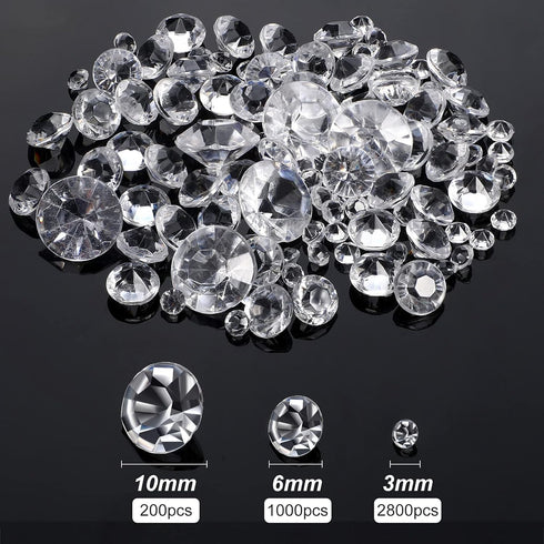 Hicarer 4000 Pieces Diamonds Crystals Acrylic Gems Wedding Table Scattering Gemstones Christmas Party Decorations Bridal Shower Masquerade Vase Fi...