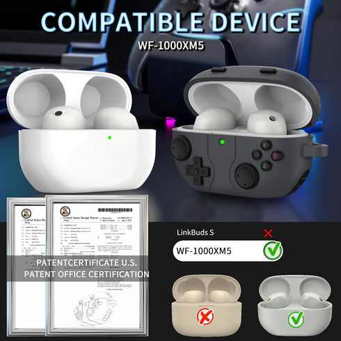 RFUNGUANGO case for Sony WF-1000XM5 with Keychain/Cleaning Tool, Soft Silicone Protective Case, Gaming Console Theme Protective Case (for Sony WF1...