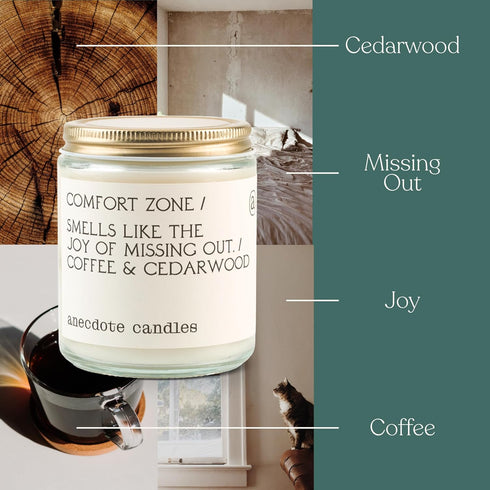 Anecdote Candles 'Comfort Zone' Coconut Soy Wax Candle Jar | Premium Hand Poured & Long Burning |Coffee & Cedarwood Scent | Phthalate-Free | for H...