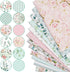 Whaline 12Pcs Spring Cotton Fabric Bundles 10 x 10 Inch Floral Greenery Printed Fat Quarters Pink Green Retro Quilting Patchwork for DIY Handmade ...