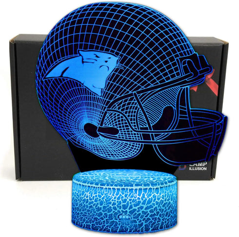 Helmet Shape 3D Optical Illusion Smart 7 Colors Night Light Table Lamp Gifts for Panthers Fans, Men, Women, Kids, Boys, Teens…...