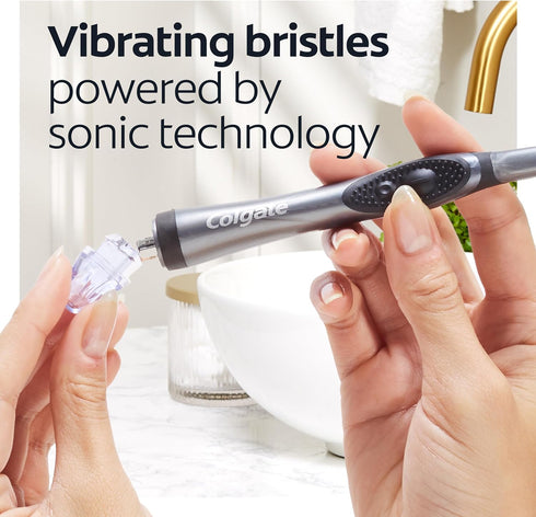Colgate 360 Vibrate Charcoal Battery Operated Toothbrush Pack, Soft with 1 AAA Battery Included, Black, 2 Count...