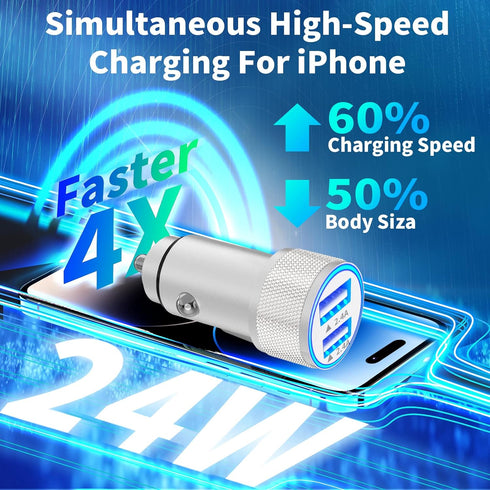 ?MFi Certified?iPhone Fast Car Charger, BARMASO 4.8A Car Power Adapter Dual USB Car Charger Fast Charging Cigarette Lighter with 2Pack Lightning C...