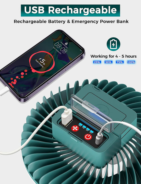 Camping Fans for Tents, Hiking Camping Gear Essentials, Battery Operated Fan for Camping, USB Rechargeable with Magnetic and Hook, ??-?? LED campi...