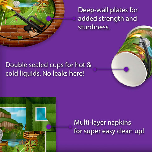 Fort nite Party Supplies - Battle Gamer Birthday - Fortnight Video Game Party Decorations | Disposable Tableware Set Includes Plates Napkins Cups ...