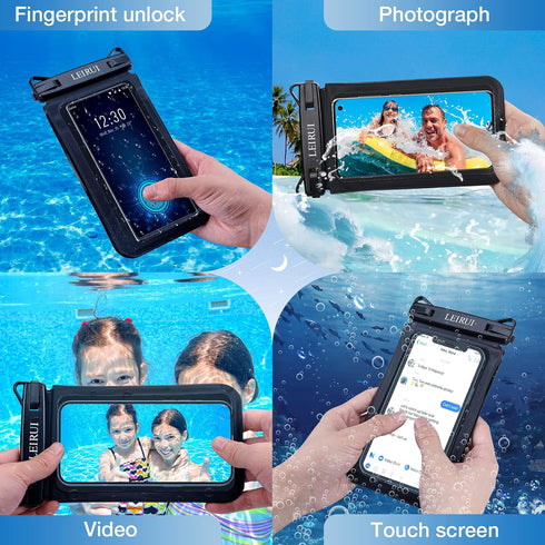 2 Pack Waterproof Phone Pouch Double Space Large Floating Waterproof Phone Case Dry Bag for Swimming Beach Vacation for iPhone 15 Pro Max/14/13 Sa...