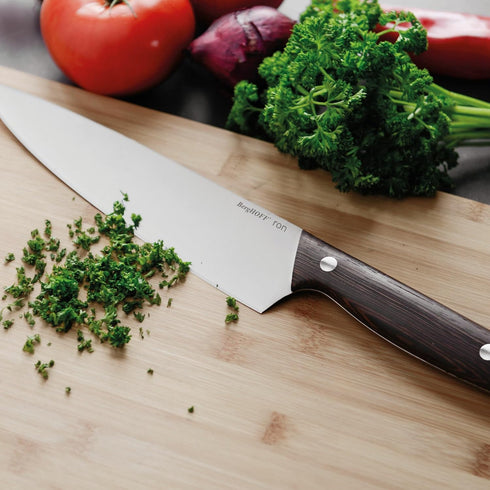 Berghoff RON Acapu Chef's Knife 8" Silver & Brown Crack-resistant Ergonomically Designed Wood Handle Sharp & Well Balanced...
