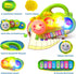 Baby Piano DrumToy, Caterpillar Piano Keyboard Drum Light Up Sound Musical Toy, Learning Educational Interactive Infant Toddler Kids Toys Gift for...