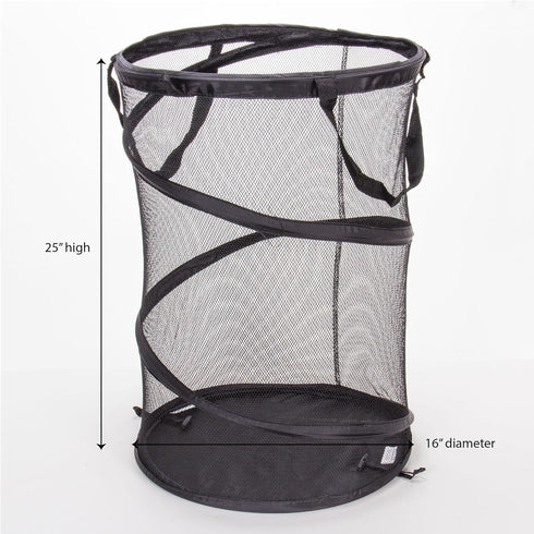 Household Essentials 2026 Pop-Up Collapsible Mesh Laundry Hamper | Black, 25" H...