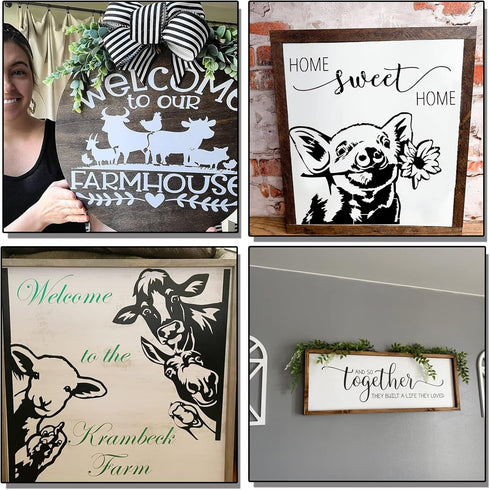Farmhouse Stencils, Reusable Cow Pig Farm Stencils Wood Burning Country Farm Animal Paint Stencils for Painting on Wood DIY Craft Furniture Wall S...