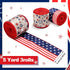 XunYee 3 Rolls Patriotic Ribbons American Flag Double Sided Star Striped Wired Ribbon Red Blue White Ribbons for Memorial Day 4th of July Independ...