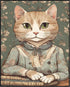 Posterizer 1 pcs- Orange cat sitting behind a table with white flowers-Art for Animal Lovers-Floral Botanical Art- Gift for Men Women Teens-Living...