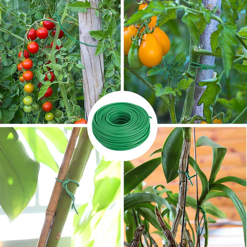 Soft Plant Ties 16.5Ft, Diameter 0.16"/4mm Green Plant Twist Garden Ties Gardening Supplies for Supporting Climbing Plants, Tomatoes, Vegetables, ...