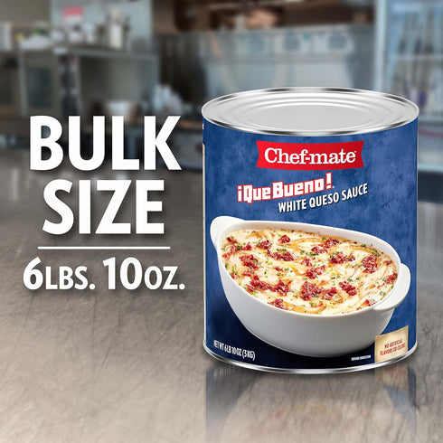 Chef-mate Que Bueno White Queso and Nacho Cheese Sauce, Canned Food, 6 lb. 10 oz. Bulk Can...