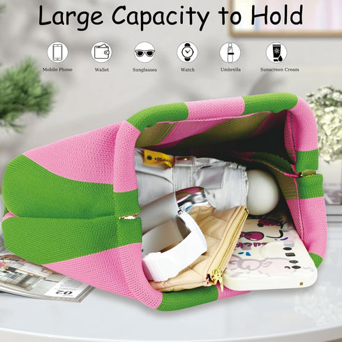 Summer Clutch Purses for Women Casual Crochet Dumpling Bag Colorblock Striped Cloud Clutch Handbags...