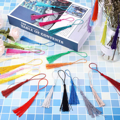 Tassels, Cridoz 120Pcs Bookmark Tassels Silky Handmade Soft Craft Mini Tassels with Loops for Bookmarks, Crafts and Jewelry Making, 30 Colors...