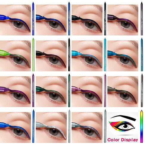 15 Colors Eyeliner Pen Set, Eyeliner Pencil Set, Waterproof Colorful Eyeliner Kit Long Lasting Eyeshadow Pencil Professinal Eye Makeup Set Pearl E...