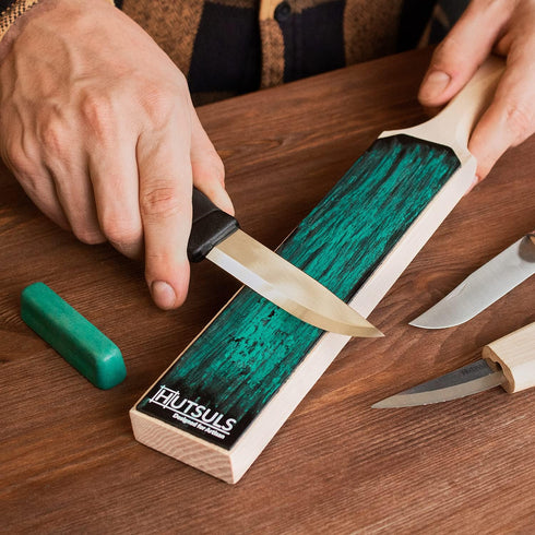 Hutsuls Double Sided Leather Strop Paddle Kit - Get Razor-Sharp Edges, Ergonomic Handle, Quality Honing Leather, and Step-by-Step Guide...