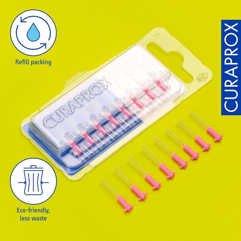 Curaprox CPS 08 Prime Refill Interdental Brushes, 8-Piece Refill Pack interdental brushes CPS 08 prime, 0.8 mm to 3.2 mm, Pink...
