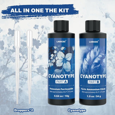 Cyanotype Sensitizer Kit, 16oz Cyanotype Kit - 2 Part Sensitizer, Cyanotype Dye - Cyanotype Kit Solar Print Set, Cyanotype Sun Printing Kit for Ph...