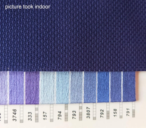 12" x 59" 14CT Counted Cotton Aida Cloth Cross Stitch Fabric (Royal Blue)...